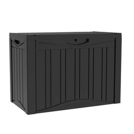 Yardgrace 50 Gallon Plus Outdoor Storage Box, Waterproof Resin Deck Box for Patio, Pool, and Garden, Lockable Bin for Cushions, Tools, and Accessories, UV-Resistant, Black