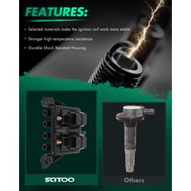 SCITOO 1 ignition coils wilth 6 iridium Spark Plugs,for Infiniti Q45 4.1L 1997 1998 1999 2000 2001 UF282 5C1171, C1122