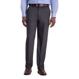 J.M. Haggar Men's Classic Fit Flat Front Solid Stretch Dress Pants, Charcoal Heather, 40W x 29L US