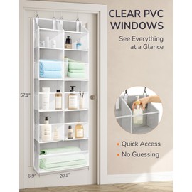 ULG Over the Door Organizer, 5-Tier Extra Large Hanging Storage with 10 Mesh Pockets, 100 lbs Capacity, Heavy Duty Door Organizer for Closet, Bedroom, Nursery