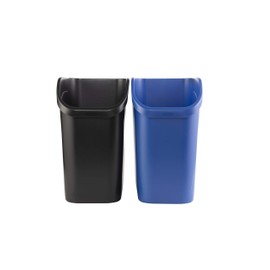 Rubbermaid Undercounter Small Trash Can, 2 Pack Blue and Black for Recycling/Waste, 9.4-Gallon, Fits under Sink/Desk/Cabinet for use in Kitchen/Bathroom/Office