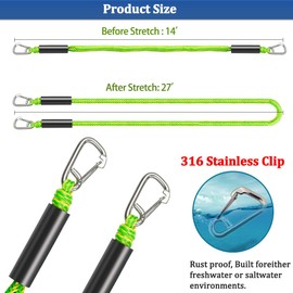 Botepon Boat Bungee Anchor Lines for Beach Anchor, Boat Beach Anchor Rope for Beach Boat, PWC, Jet Ski Or Seadoo, PWC Accessories, 14ft Stretch to 50ft