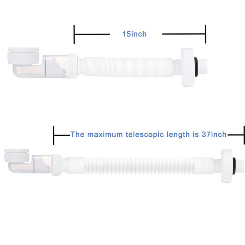 1 1/4 Inch Siphon, Space-Saving Siphon, Flexible Drain Hose, 360°