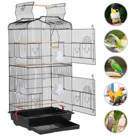 Topeakmart Open Play Top Bird Cage Parakeet Cage with Stand for Small Parrot Budgies Finches Canaries Lovebirds