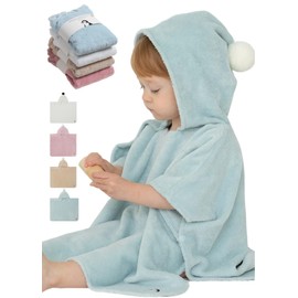 Konny Baby Bath Towels, Blankets, Gift for Baby: Cotton Hooded Poncho, Oeko-TEX, Ultra Soft & Quick-Dry, Boys & Girls(Mint, Large)