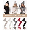Womens Beanie Hat Scarf Gloves Set, Soft Fleece Lined Winter