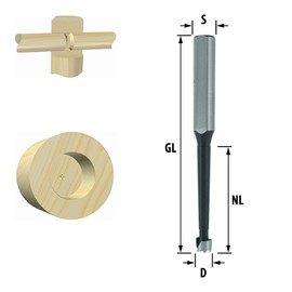 ENT 40410 Multi-Track Bit Metric - Diameter (D) 10 mm, NL 60 mm, GL 120 mm, S 12.7 mm with 3 Surfaces