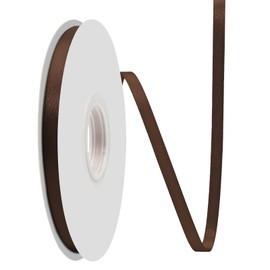 BVIEAKD 6mm Wide 45m Double Face Brown Satin Ribbon Fabric Ribbon for Gift Wrapping Very Suitable for Weddings Decoration Bouquet Balloons Arts Craft Sewing Hair Bow Invitation