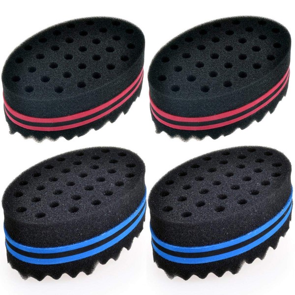 4 Pcs Small Holes Hair Twists Sponge Barber Brush For Dreads Locking Twist Afro Curl Coil Comb Care Tool