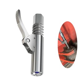 Grease Gun Coupler, Grease Gun Tips, High Temperature Resistant Stainless Steel Locking Clamp Type Single Handle Grease Nozzle Compatible with All Grease Guns 1/8" Npt Fittings