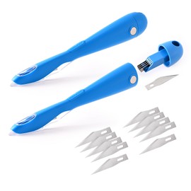 Gomake Wrapping Paper Cutter 2PCS Gift Wrap Cutter With Blade Storage Box,Magnetic Wrapping Paper Roll Cutter Tool for Birthday/Christmas Paper Gift Wrapping Paper Roll Backing Paper Cutter-Blue