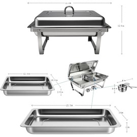 Chafing Dishes for Buffet, 9QT [Large Size and Sturdy] Heating and Cooling Chafing Dish Stainless Steel Food Warmers for Gatherings Banquet, Buffet, Party, Wedding (1)