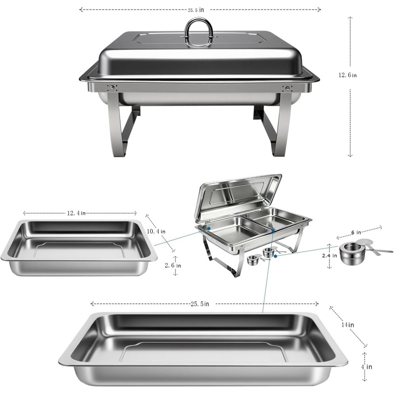 Chafing Dishes for Buffet, 9QT [Large Size and Sturdy] Heating