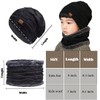 T WILKER 2Pcs Kids Winter Knitted Hats+Scarf Set Warm Fleece