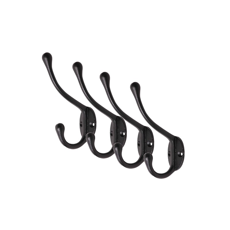 Craftsman Road Vintage Cast Iron Wall Hooks (Black Texture Finish,