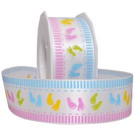 Morex Sweet Ribbon, Baby Feet/White,22-Yard Spool
