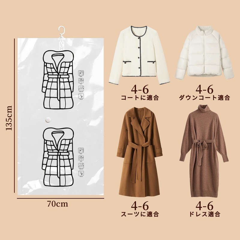 MAXYTECH 布団圧縮袋 【3枚組 135×70cm×3枚 】布団圧縮袋 掃除機不要 旅行用 衣類 毛布 洋服