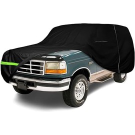 Waterproof Car Cover Compatible with 1978-1996 Ford Bronco Base/Custom/XL/XLT Accessories, 300D All Weather Car Covers with Zipper&Lock for Car Dust Snow Rain Hail Protection