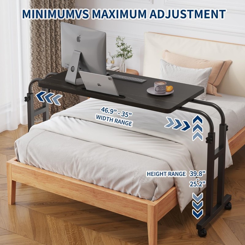 Furist Overbed Table with Wheels Laptop Desk Cart Table Over