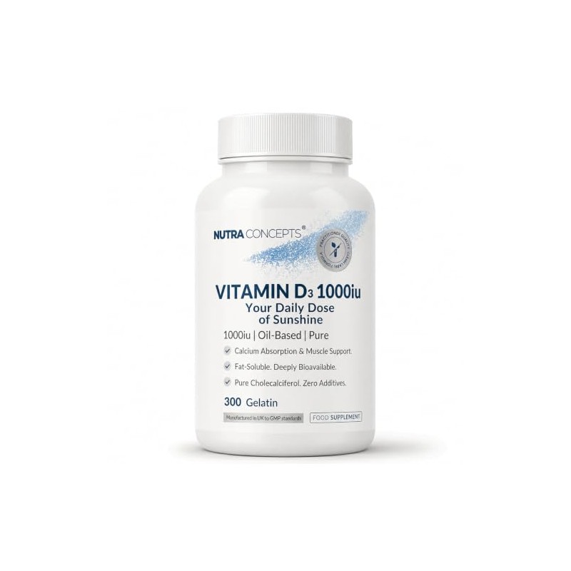 Vitamin D3 1000iu – 300 Geltain Capsules - Supports Immunity,