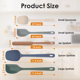 Addyno 5-Piece Silicone Spatula Set for Baking, 446°F Heat Resistant Non-Stick Cooking Utensils, BPA-Free Food Grade Silicone Scrapers, Non-Scratch Flexible & Dishwasher Safe, Neutral