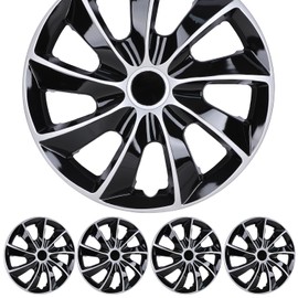 NIXON OFFROAD 16 Inch Hubcaps [Only Fit Iron Hub] Universal Wheel Rim Cover (Set of 4) ABS Hub Caps Replacement for Car Truck SUV (16 Inch, Silver Lacquer & Black Lacquer, 5084Style)