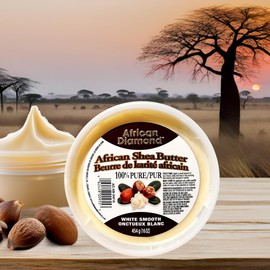 African Shea Butter by African Diamond. 100% Pure, Natural Moisturizer for Skin, Hair & Body. 8oz & 16oz Jars. Made in Canada. (16 oz, White Smooth)