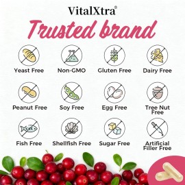 VitalXtra Prebiotics Cranberry Vitamin C Urinary Tract Health 120 Capsules For Women