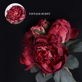 ICBOX 2 Bouquets Red Peonies Silk Flowers 14Heads Faux Peony Flowers Red Fake Peonies Flowers Artificial for Decorations for Wedding Bouquets Bridal Shower Decorations Home Office Party Decor (Red)