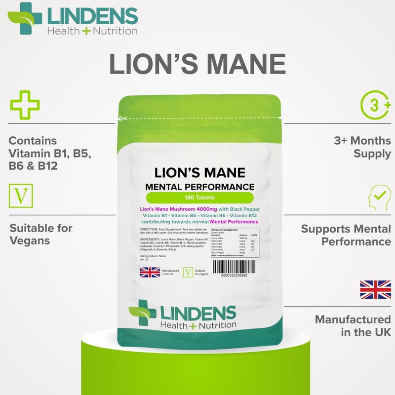 Lindens - Lion’s Mane - 4000mg - 180 Tablets |