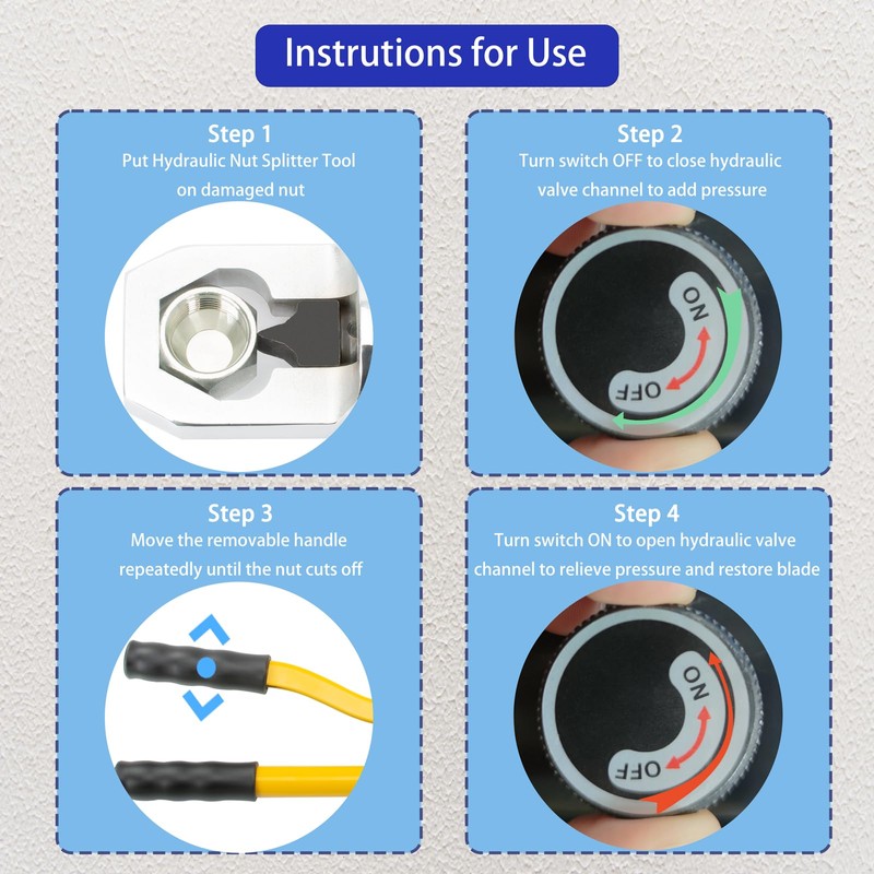 sliyxtwio Hydraulic Nut Splitter Tool, Max 10t Force Suitable for