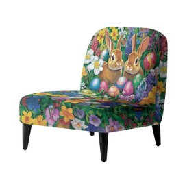 Armless Accent Chair Cover Stretch Easter Bunny Slipper Chair Slipcover Removable Washable Furniture Protector Decorations Chair Covers for Living Room Bedroom Hotel