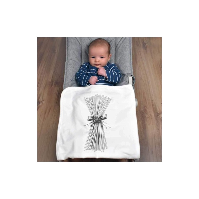 Azeeda 'Spaghetti Pasta with Ribbon' Cotton Baby Blanket/Shawl (BY00040581)