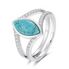 BETHZA Real Turquoise Rings 925 Sterling Silver Marquise Shape Turquoise Gemstone Layered Ring Jewelry Gifts for Women Size 7