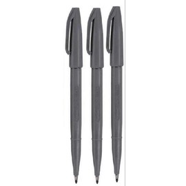 Pentel Grey Original Sign Pen S520 Fibre Tip Marker Pens Colour Fineliner 2mm Nib 1mm Line Width (Pack of 3)