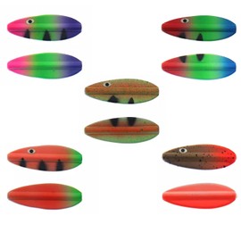 Njord Kalastus Continuous Indicator Set in Box 3.9 g Inline Spoon Trout UV Active and Self-Luminous 3D Eyes Continuous Indicator Trout Bait Inline Spoon Inline Spoons Trout (Set of 5)