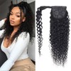 Seelaak Kinky Curly Human Hair Ponytail Extensions with Wrap Around