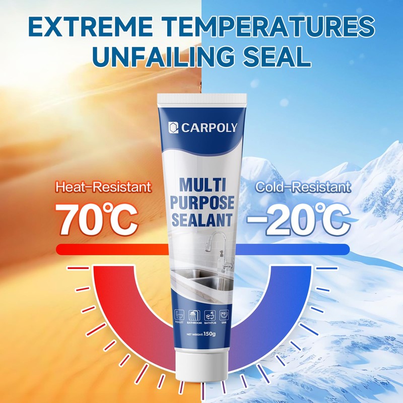 CARPOLY Silicone Caulk for Kitchen & Bathroom, Waterproof White Caulk