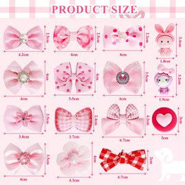 Gvhntk 20Pcs Light Pink Small Dog Hair Bows with Rubber Bands Cute Puppy Dog Bowknot Bulk Mix Style Handmade Flower Ball Bowknot Top Knot Rhinestone Pearls Dogs Hair Accessories for Dogs Cat