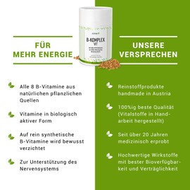 Sanuvit B Complex Vit / 60 Capsules with All 8 B Vitamins from Plant Sources in Bioactive Forms