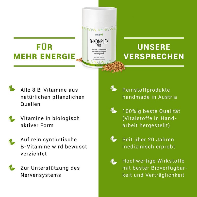 Sanuvit B Complex Vit / 60 Capsules with All 8