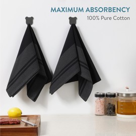 JEMIDI Tea Towels Cotton – 100% Oeko Tex Certified – Set of 6 Tea Towels – Black Tea Towels – Tea Towels – Tea Towel – Dry Towels – 50 x 70 cm