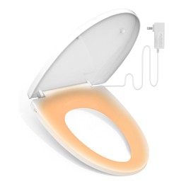 iliD Heated Toilet Seat, Elongated Seat, Three Levels of 90°F, 95°F,100°F, 3D Curved, Lid and Seat Soft Close, Light-sensitive Night Light, IPX4