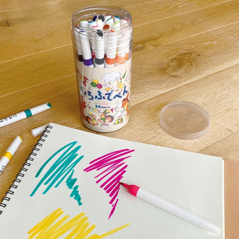 Kokuyo Irofude Pen Water Based Brush Pen, Set of 24