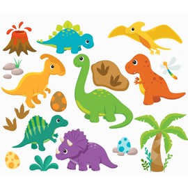 Dinosaur Wall Stickers for Kids – Cute Cartoon Dino Decals – Removable Nursery & Bedroom Decor