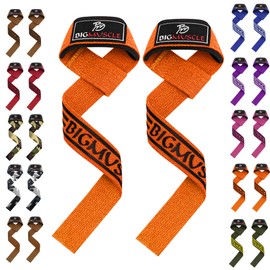 Big Muscle Wrist Straps for Weight Lifting - 24'' Lifting Straps for Weightlifting | Gym Wrist Wraps with Extra Hand Grips Support for Strength Training | Deadlifting (Orange/Black (silicon))