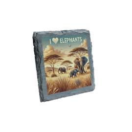 I Love Elephants Slate Coaster - Majestic Wildlife Design (slco-kf25-loveelephantskvd)
