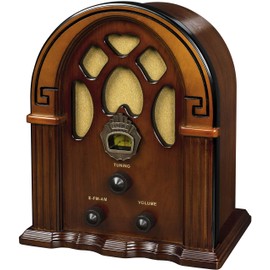 Crosley CR31D-WA Companion Retro AM/FM Radio, Vintage Bluetooth Speaker, Wireless Music Streaming for Home, Walnut