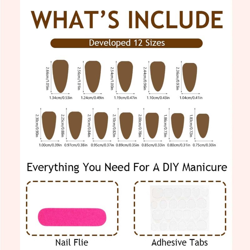 24pcs Medium Press On Nails Almond Fake Nails Gold Star