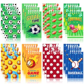 Pajean 24 Pieces Sports Mini Notepads, Party Favors Spiral Journal Basketball Baseball Football Ball Notebooks for Boys Girls Teacher Classroom Office School Goodie Bags Stuffers 2.36 x 3.94 Inches